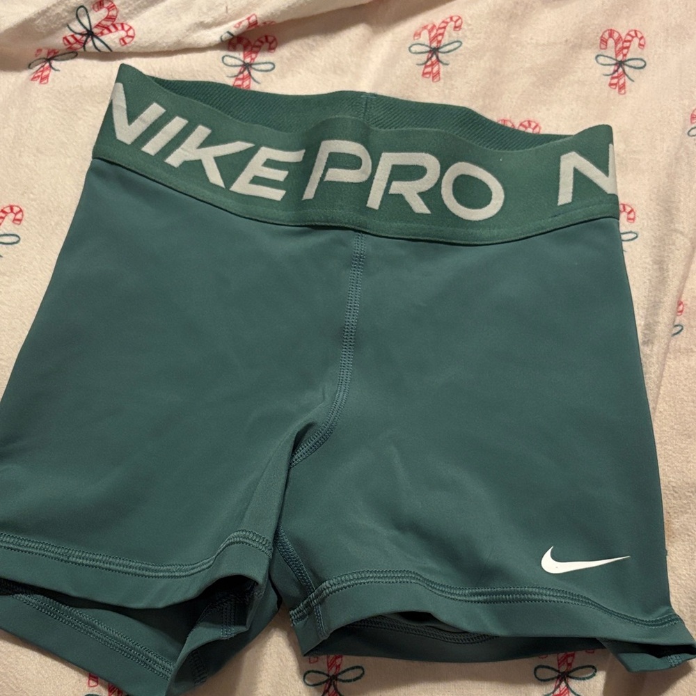 Nike Pro Teal Compression Shorts with White Swoosh
